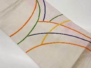 引箔金駒刺繍曲線模様名古屋帯